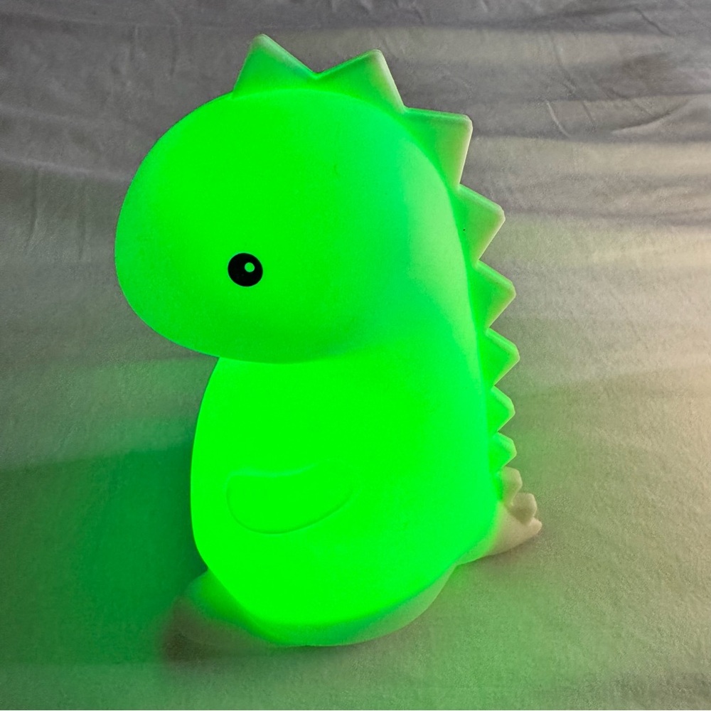 Tommy T-Rex Dinosaur White Multicolor LED Rechargeable Silicone Night Light - Picture 5 of 10